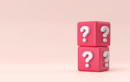 Deux cubes empilées avec un point d'interrogations sur chaque face
