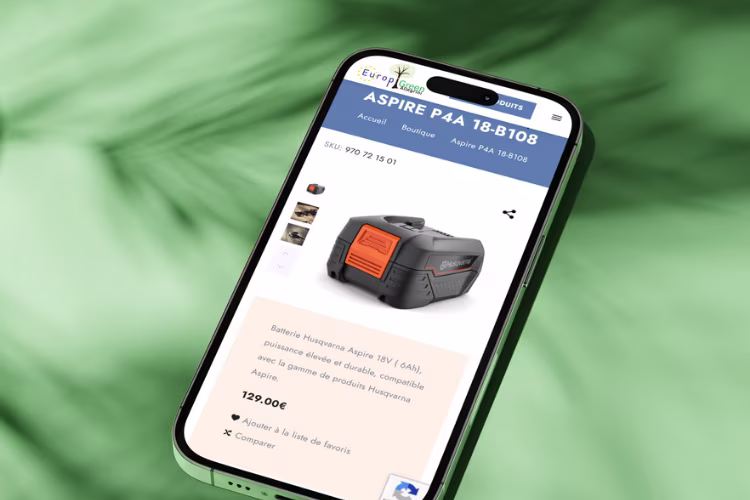 Affichage mobile d'un produit du site de Europ'green Allegrini