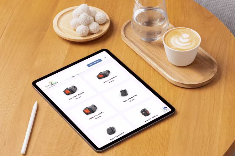 Affichage sur tablette du catalogue produit du site de Europ'green Allegrini