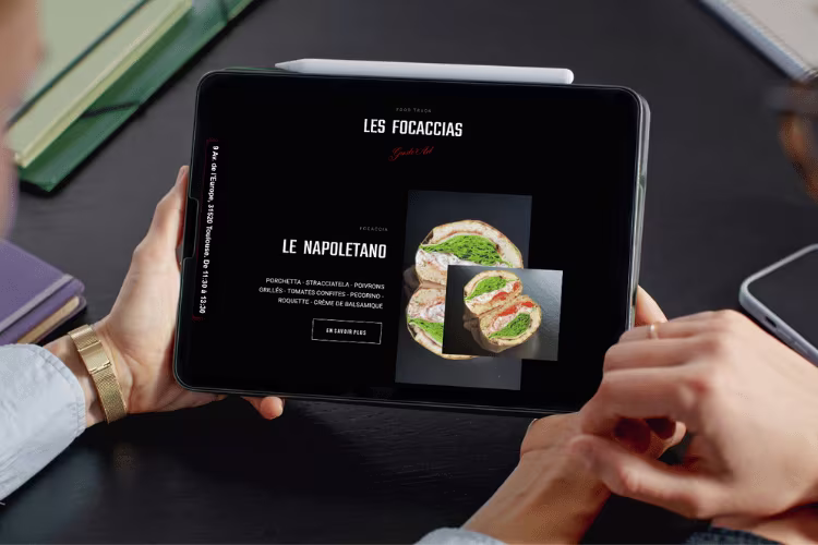 Carte présentant les Focaccias réalisé par Gusto'Art