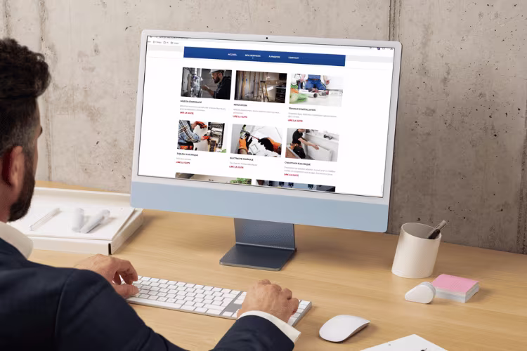 Page service du site de Lacombe Électricité sur un écran d'ordianteur