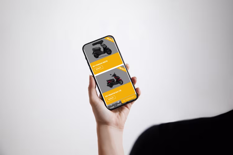 Page de sélection de son deux roues du site de réservation de deux roues Marius Motors