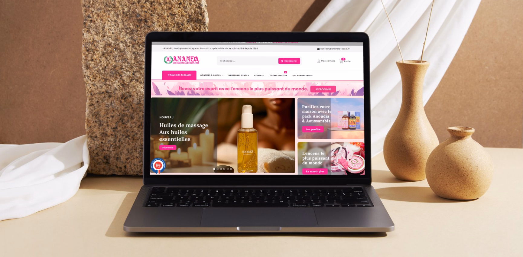 Site vitrine d'Ananda sur MacBook