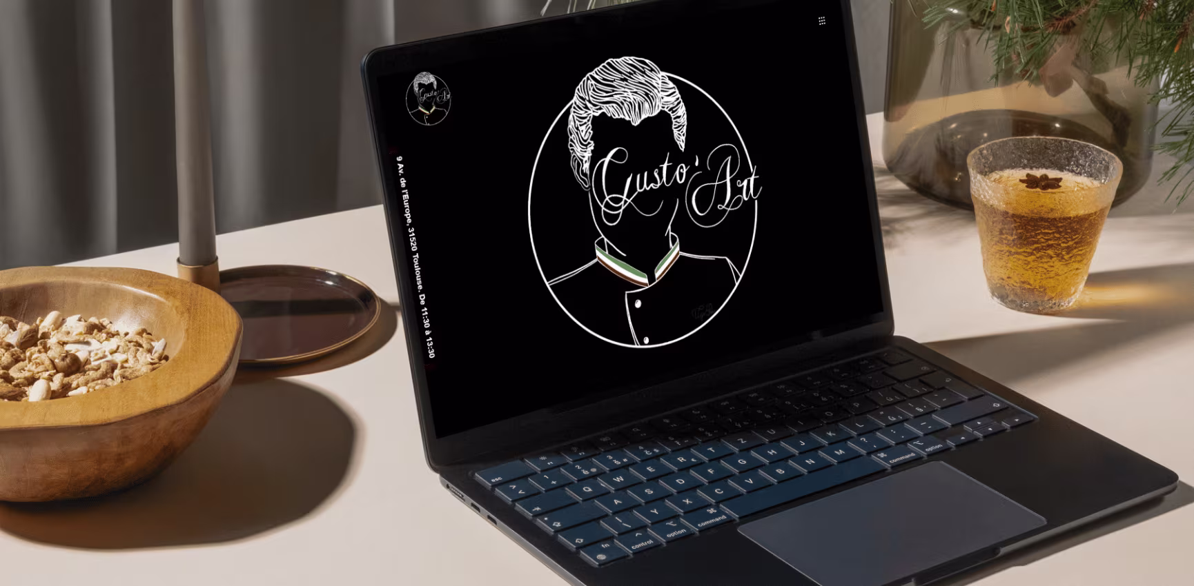 Site vitrine du food-truck Gusto'Art sur un MacBook
