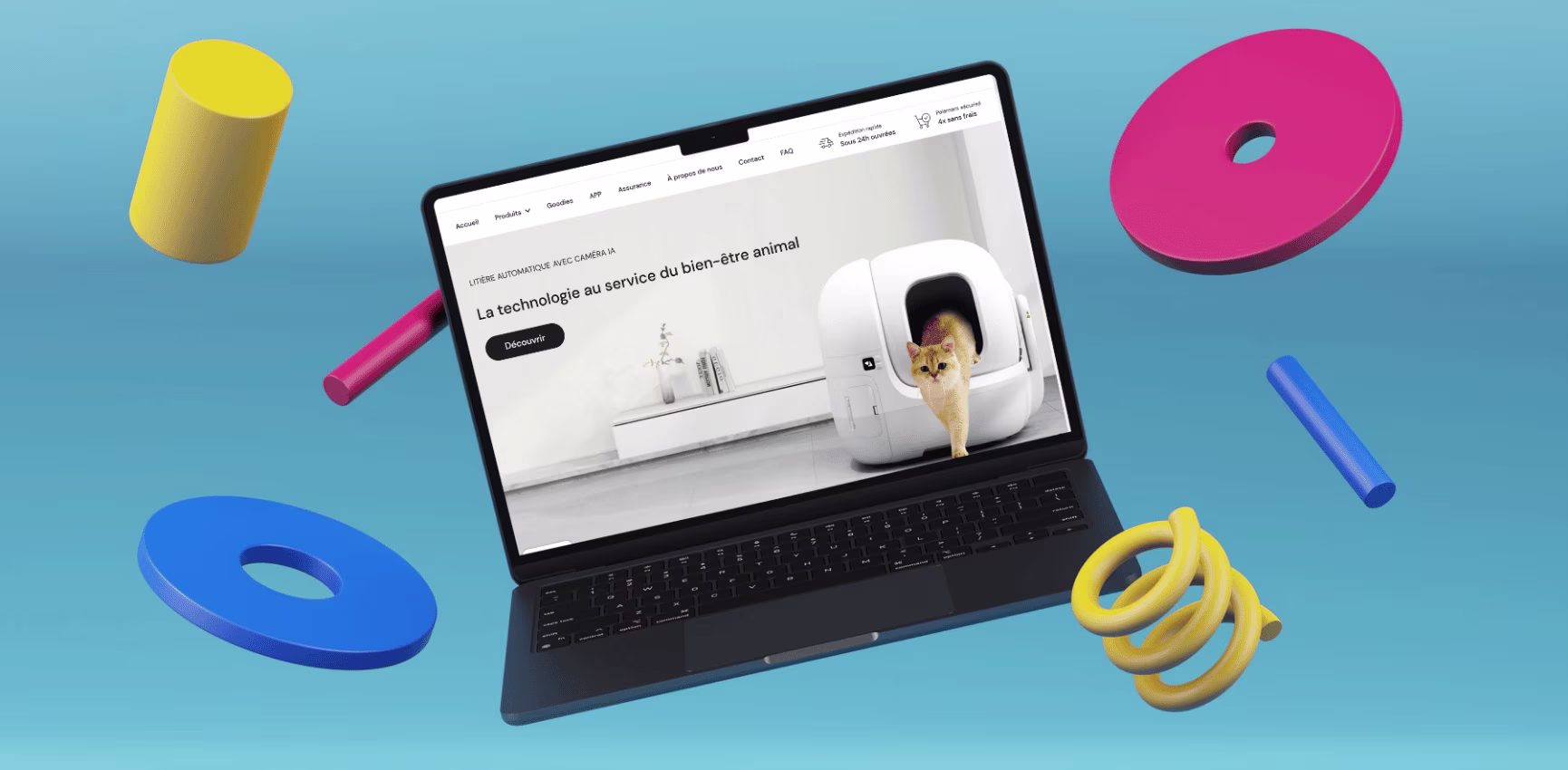 Site e-commerce de Petkit affiché sur un MacBook