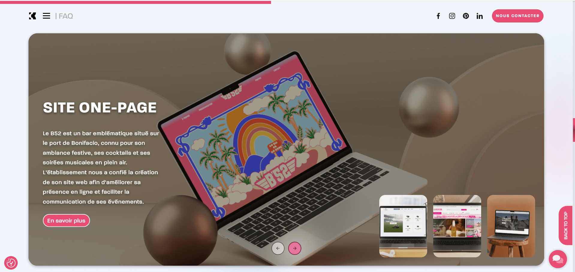 capture de la page d'accueil du nouveau site keiyo montrant les réalisations